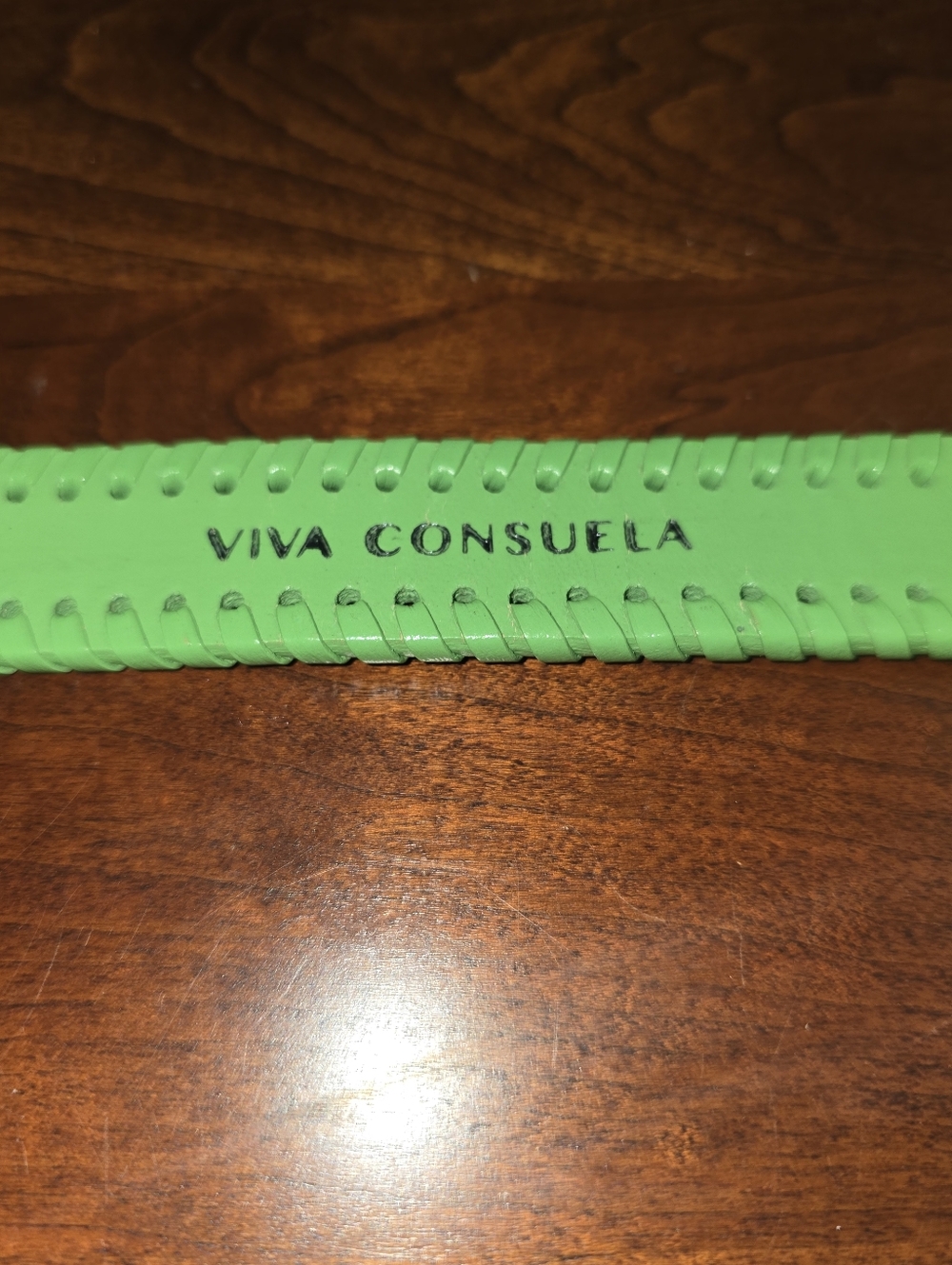 Consuela Lime Green Woven Leather Strap with Key Clip - Picture 5 of 6